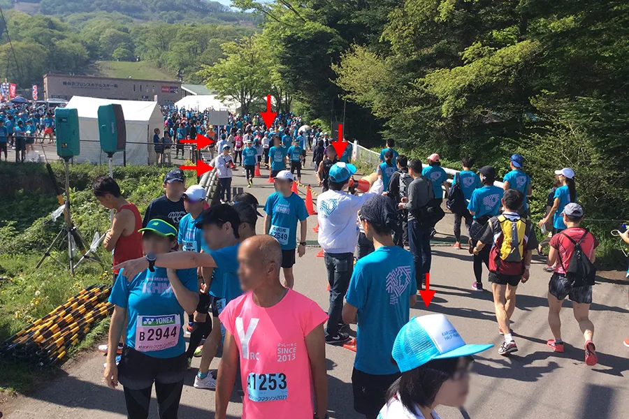 マラソンスタート前の誘導＠軽井沢